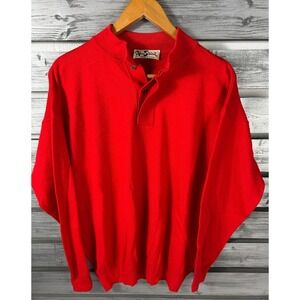 Vintage Alan Stuart Red Wool Long Sleeve Pullover Henley Sweater Mens M/L Italy